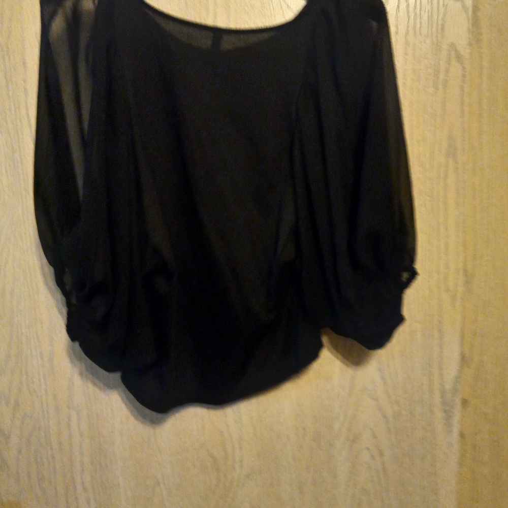 Black sheer sleeve shirt